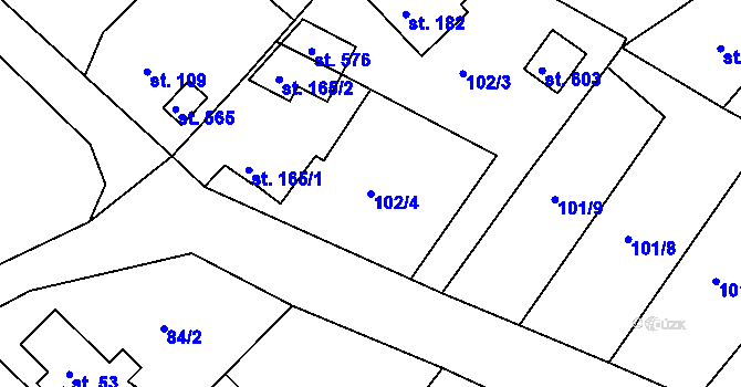Parcela st. 102/4 v KÚ Šneky, Katastrální mapa