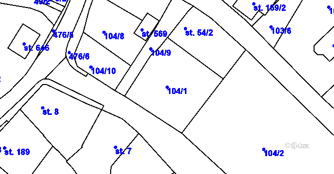 Parcela st. 104/1 v KÚ Šneky, Katastrální mapa