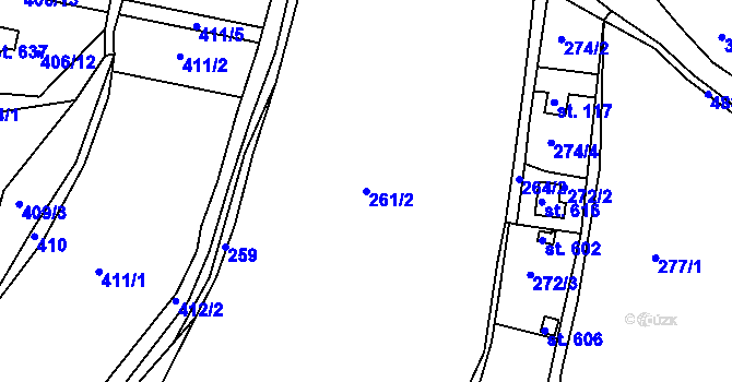 Parcela st. 261/2 v KÚ Šneky, Katastrální mapa