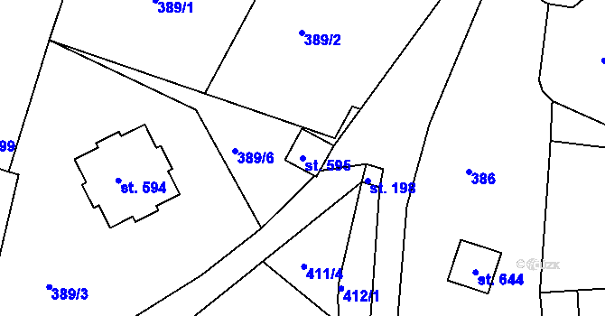 Parcela st. 595 v KÚ Šneky, Katastrální mapa