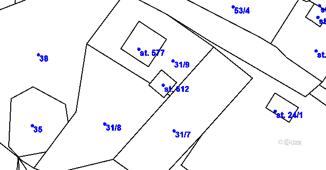 Parcela st. 612 v KÚ Šneky, Katastrální mapa