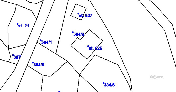 Parcela st. 626 v KÚ Šneky, Katastrální mapa