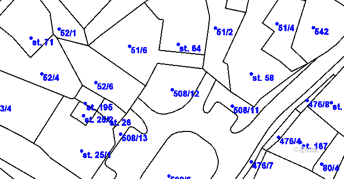 Parcela st. 508/12 v KÚ Šneky, Katastrální mapa