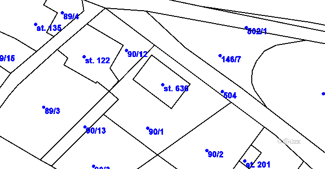 Parcela st. 636 v KÚ Šneky, Katastrální mapa