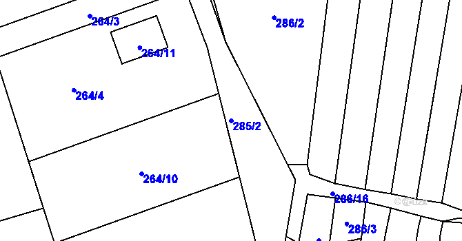 Parcela st. 285/2 v KÚ Nová Plesná, Katastrální mapa