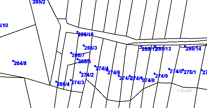 Parcela st. 285/9 v KÚ Nová Plesná, Katastrální mapa