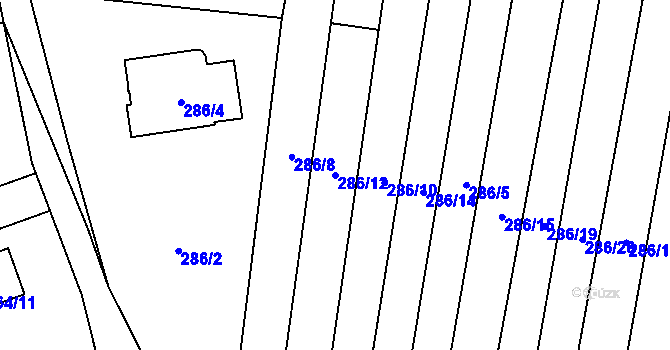 Parcela st. 286/12 v KÚ Nová Plesná, Katastrální mapa