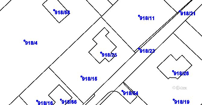 Parcela st. 918/25 v KÚ Stará Plesná, Katastrální mapa