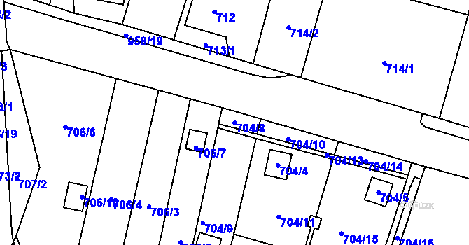 Parcela st. 704/8 v KÚ Stará Plesná, Katastrální mapa