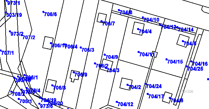 Parcela st. 704/9 v KÚ Stará Plesná, Katastrální mapa