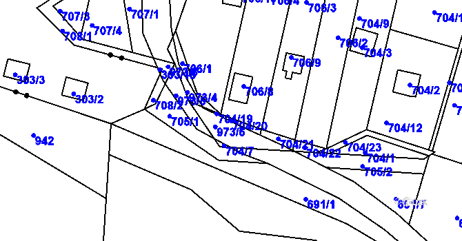 Parcela st. 704/20 v KÚ Stará Plesná, Katastrální mapa