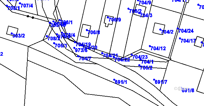 Parcela st. 704/21 v KÚ Stará Plesná, Katastrální mapa