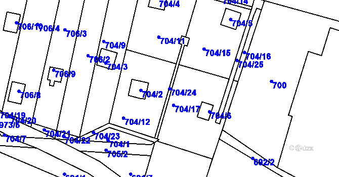 Parcela st. 704/24 v KÚ Stará Plesná, Katastrální mapa