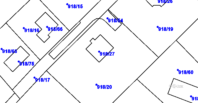 Parcela st. 918/27 v KÚ Stará Plesná, Katastrální mapa