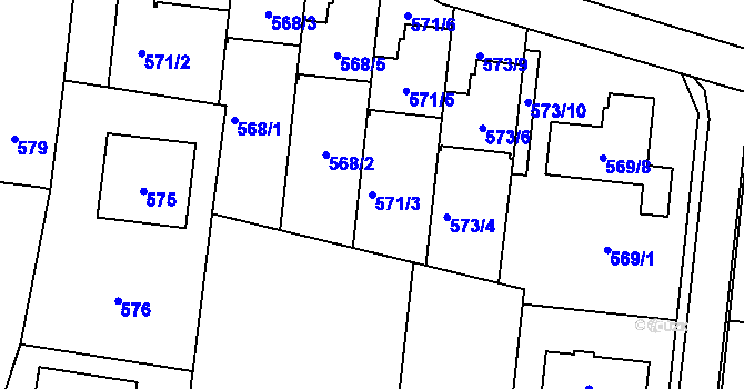 Parcela st. 571/3 v KÚ Stará Plesná, Katastrální mapa