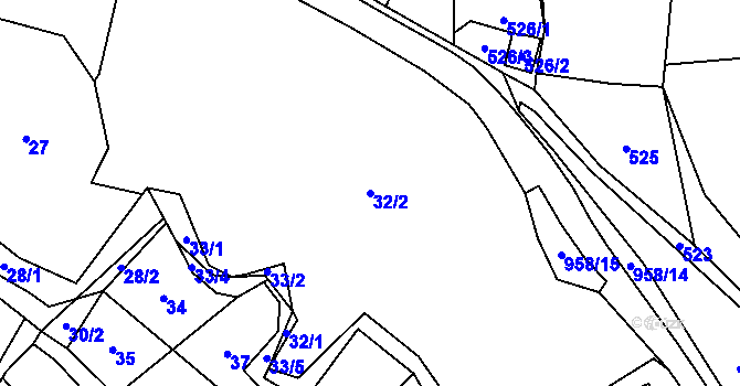 Parcela st. 32/2 v KÚ Stará Plesná, Katastrální mapa