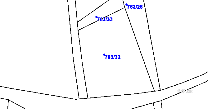 Parcela st. 763/32 v KÚ Stará Plesná, Katastrální mapa