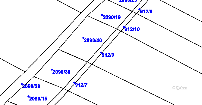 Parcela st. 912/9 v KÚ Stará Plesná, Katastrální mapa