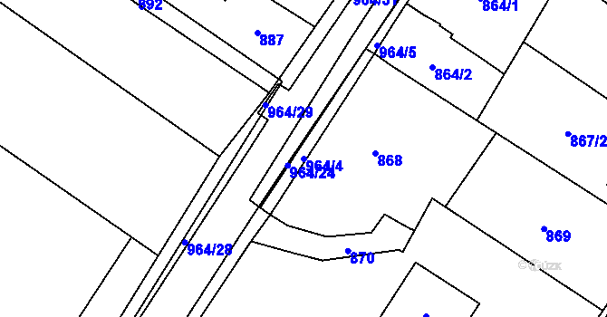 Parcela st. 964/4 v KÚ Stará Plesná, Katastrální mapa