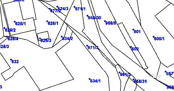 Parcela st. 971/3 v KÚ Stará Plesná, Katastrální mapa