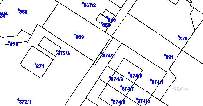 Parcela st. 874/2 v KÚ Stará Plesná, Katastrální mapa