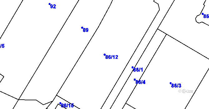 Parcela st. 86/12 v KÚ Stará Plesná, Katastrální mapa