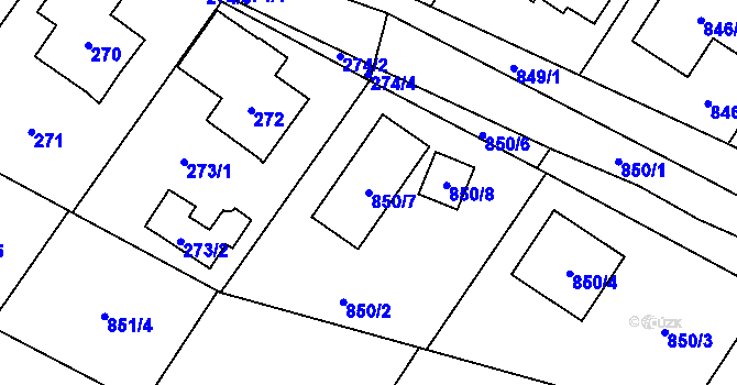 Parcela st. 850/7 v KÚ Stará Plesná, Katastrální mapa