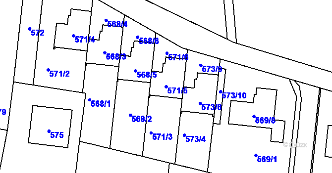 Parcela st. 571/5 v KÚ Stará Plesná, Katastrální mapa