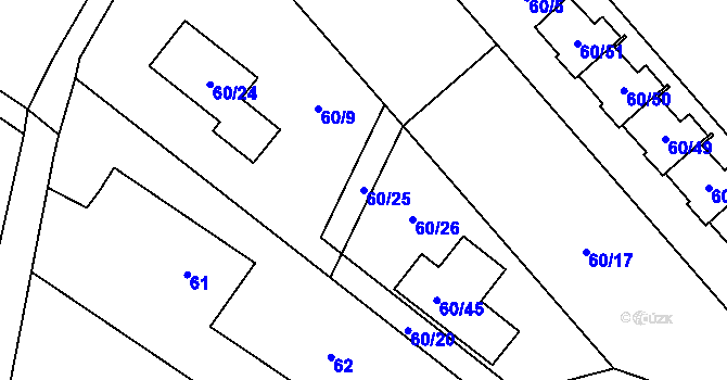 Parcela st. 60/25 v KÚ Stará Plesná, Katastrální mapa