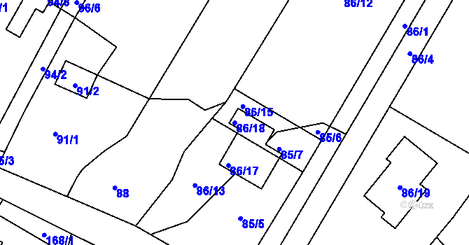 Parcela st. 86/18 v KÚ Stará Plesná, Katastrální mapa