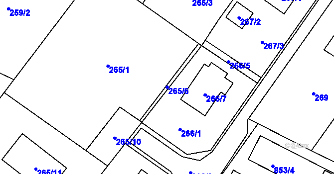 Parcela st. 265/6 v KÚ Stará Plesná, Katastrální mapa