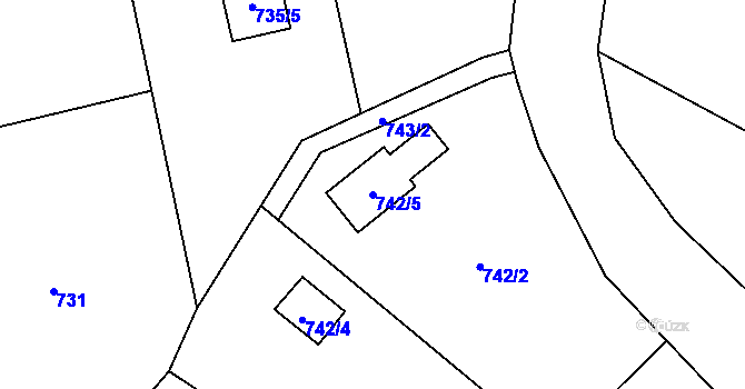 Parcela st. 742/5 v KÚ Stará Plesná, Katastrální mapa