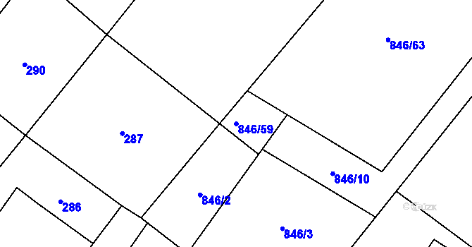 Parcela st. 846/59 v KÚ Stará Plesná, Katastrální mapa