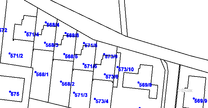 Parcela st. 573/9 v KÚ Stará Plesná, Katastrální mapa