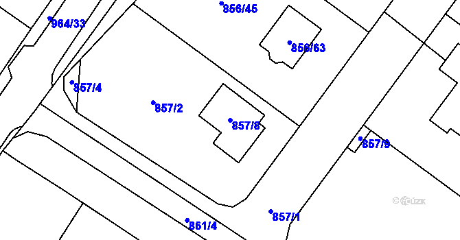 Parcela st. 857/8 v KÚ Stará Plesná, Katastrální mapa