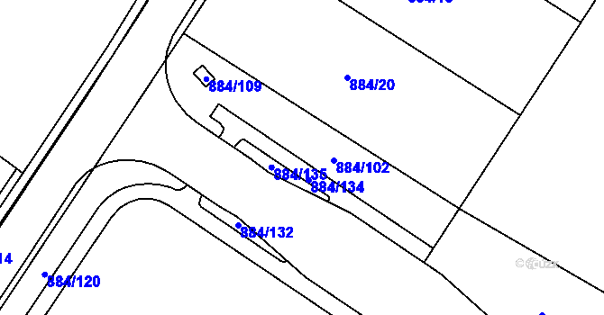 Parcela st. 884/102 v KÚ Stará Plesná, Katastrální mapa