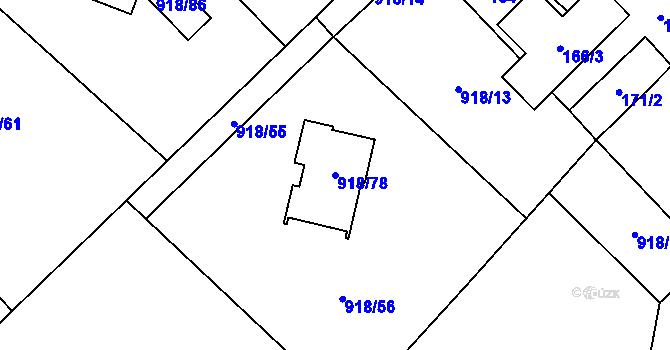 Parcela st. 918/78 v KÚ Stará Plesná, Katastrální mapa