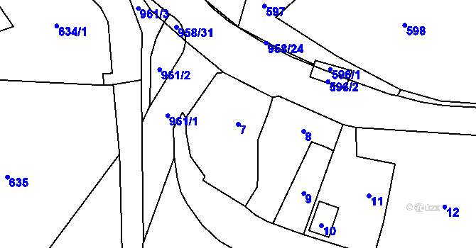 Parcela st. 7 v KÚ Stará Plesná, Katastrální mapa