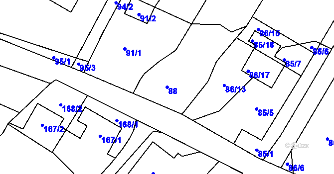 Parcela st. 88 v KÚ Stará Plesná, Katastrální mapa