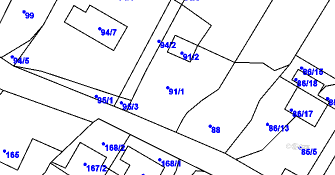 Parcela st. 91/1 v KÚ Stará Plesná, Katastrální mapa