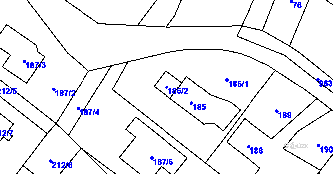 Parcela st. 186/2 v KÚ Stará Plesná, Katastrální mapa