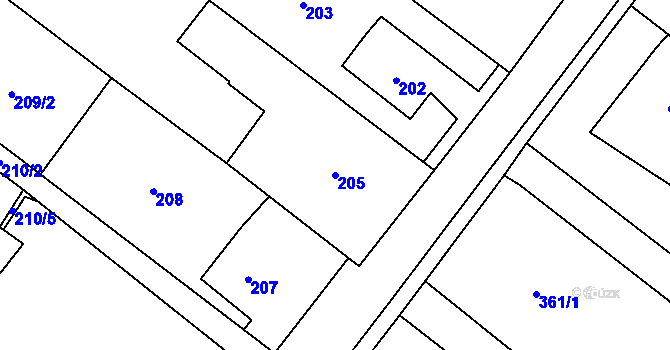 Parcela st. 205 v KÚ Stará Plesná, Katastrální mapa