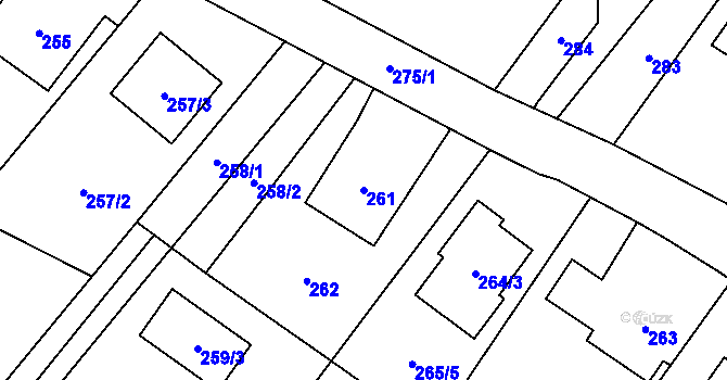 Parcela st. 261 v KÚ Stará Plesná, Katastrální mapa
