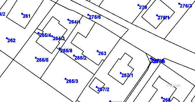 Parcela st. 263 v KÚ Stará Plesná, Katastrální mapa