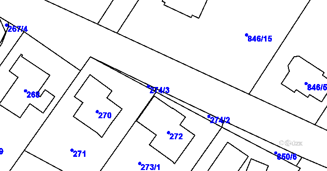 Parcela st. 274/1 v KÚ Stará Plesná, Katastrální mapa