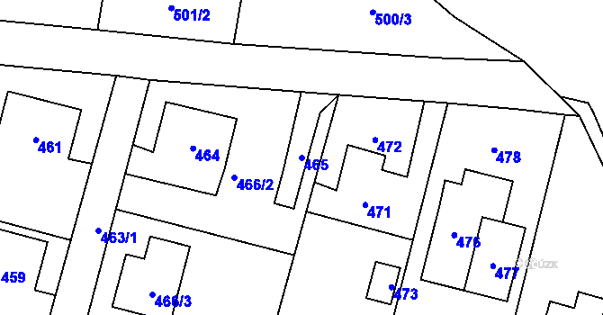 Parcela st. 465 v KÚ Stará Plesná, Katastrální mapa