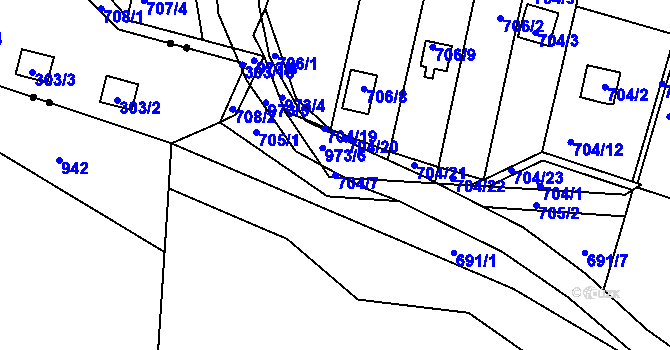 Parcela st. 704/7 v KÚ Stará Plesná, Katastrální mapa