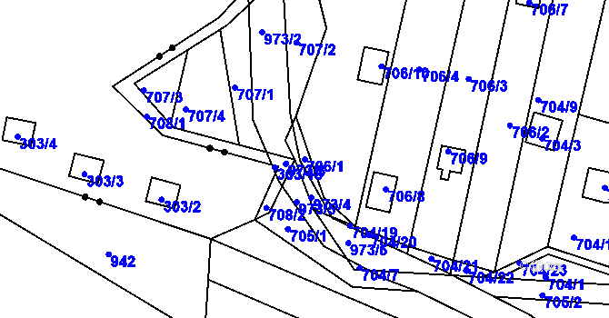 Parcela st. 706/1 v KÚ Stará Plesná, Katastrální mapa
