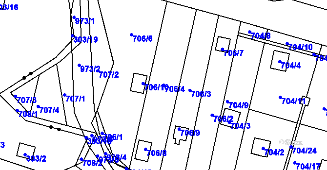 Parcela st. 706/4 v KÚ Stará Plesná, Katastrální mapa