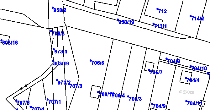 Parcela st. 706/5 v KÚ Stará Plesná, Katastrální mapa